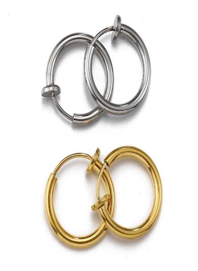 ZENCHEER Clip On Spring Hoop Earrings Non Pierced Earrings for Women - 14K Gold Hoops Drop Dangle Earrings Fashion Jewelry Gifts - Image 5